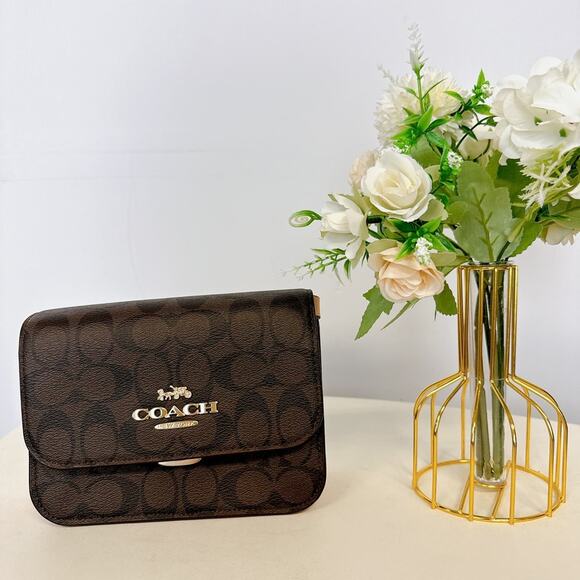 Coach C5592 Mini Brynn Crossbody In Signature Canvas IN Brown Shell Pink - Picture 2 of 7